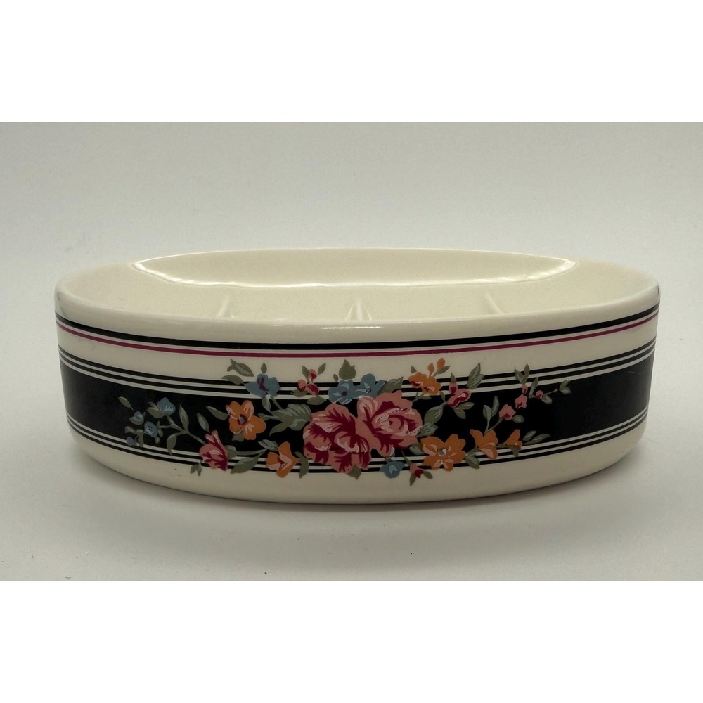 Vintage Bathelle Ceramics Soap Dish - Croscill Granada Pattern  Floral 1980s